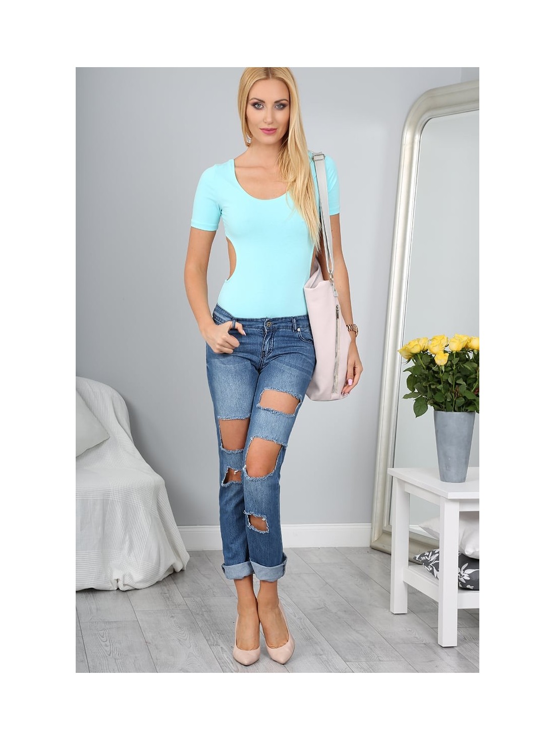 Dámske nohavice s otvormi Jeans 98940 - Internetový obchod - Butik